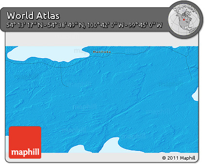 Political 3D Map of the Area around 54° 26' 3" N, 100° 13' 29" W