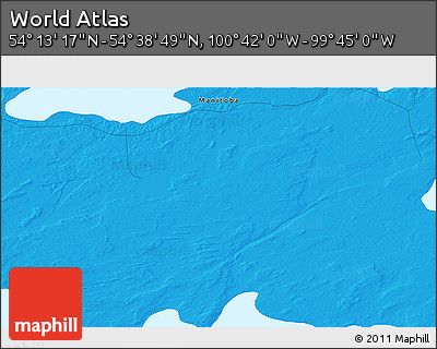 Political 3D Map of the Area around 54° 26' 3" N, 100° 13' 29" W