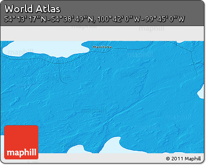 Political 3D Map of the Area around 54° 26' 3" N, 100° 13' 29" W