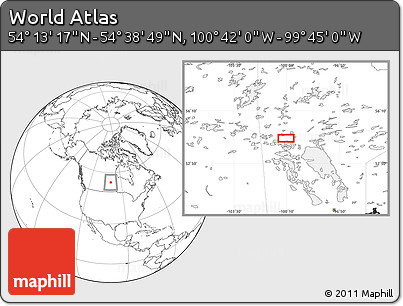 Blank Location Map of the Area around 54° 26' 3" N, 100° 13' 29" W