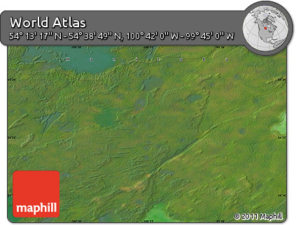 Satellite Map of the Area around 54° 26' 3" N, 100° 13' 29" W