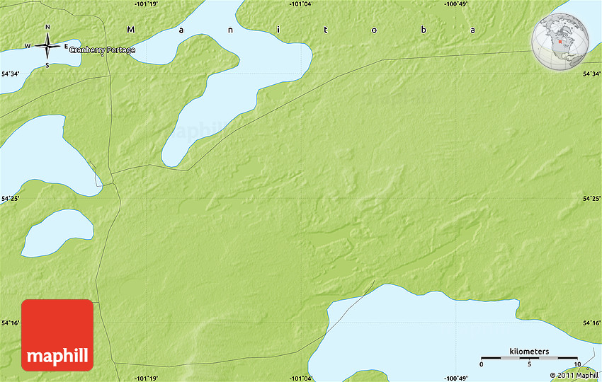 Physical Map of Cranberry Portage