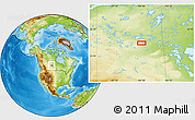 Physical Location Map of the area around 54° 26' 3" N, 104° 28' 29" W