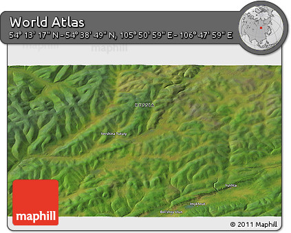 Satellite 3D Map of the Area around 54° 26' 3" N, 106° 19' 29" E