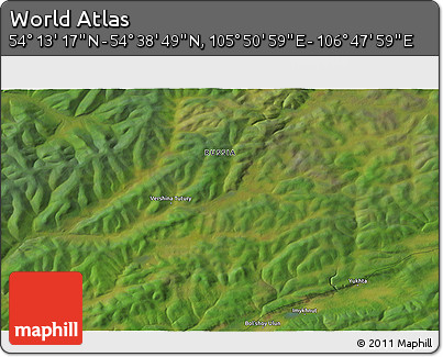 Satellite 3D Map of the Area around 54° 26' 3" N, 106° 19' 29" E