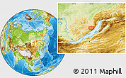 Physical Location Map of the area around 54° 26' 3" N, 108° 1' 30" E