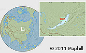 Savanna Style Location Map of the area around 54° 26' 3" N, 108° 1' 30" E, hill shading