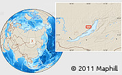 Shaded Relief Location Map of the area around 54° 26' 3" N, 108° 1' 30" E