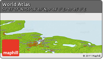 Physical Panoramic Map of the Area around 54° 26' 3" N, 10° 16' 30" E