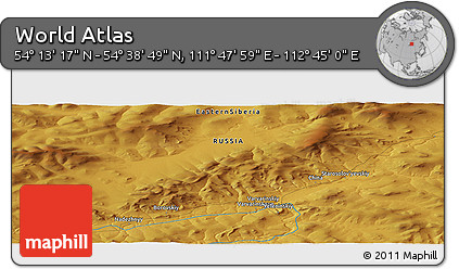 Physical Panoramic Map of the Area around 54° 26' 3" N, 112° 16' 30" E