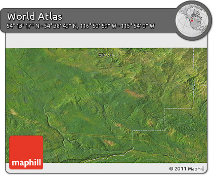 Satellite 3D Map of the Area around 54° 26' 3" N, 116° 22' 30" W