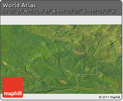 Satellite 3D Map of the Area around 54° 26' 3" N, 116° 22' 30" W