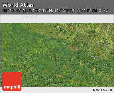 Satellite 3D Map of the Area around 54° 26' 3" N, 116° 22' 30" W