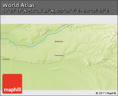 Physical 3D Map of the Area around 54° 26' 3" N, 130° 7' 30" E