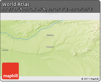 Physical 3D Map of the Area around 54° 26' 3" N, 130° 7' 30" E