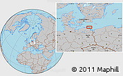 Gray Location Map of the area around 54° 26' 3" N, 13° 40' 30" E