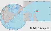 Gray Location Map of the area around 54° 26' 3" N, 143° 43' 29" E
