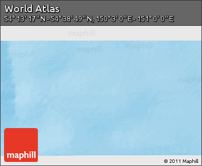 Physical 3D Map of the Area around 54° 26' 3" N, 150° 31' 30" E