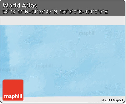 Physical 3D Map of the Area around 54° 26' 3" N, 150° 31' 30" E