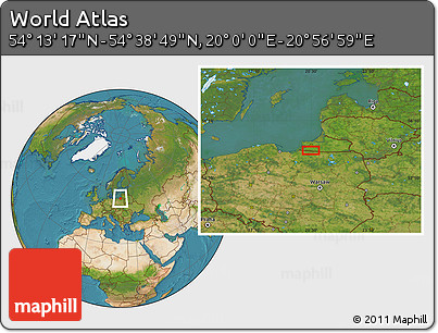 Satellite Location Map of the Area around 54° 26' 3" N, 20° 28' 30" E