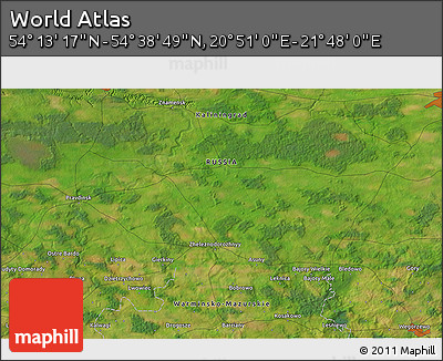 Satellite 3D Map of the Area around 54° 26' 3" N, 21° 19' 30" E
