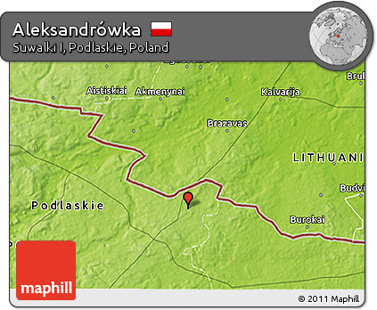 Physical 3D Map of Aleksandrówka