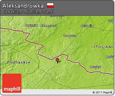 Physical 3D Map of Aleksandrówka