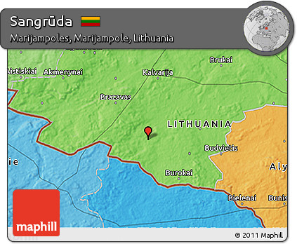 Political 3D Map of Sangrūda