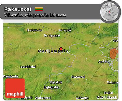 Satellite 3D Map of Rakauskai