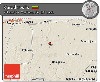 Shaded Relief 3D Map of Karalkrėslis
