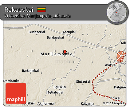 Shaded Relief 3D Map of Rakauskai