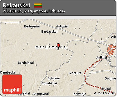 Shaded Relief 3D Map of Rakauskai
