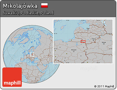 Gray Location Map of Mikolajówka, hill shading