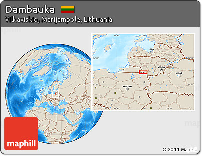 Shaded Relief Location Map of Dambauka