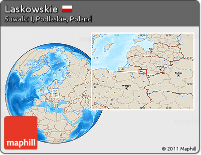 Shaded Relief Location Map of Laskowskie