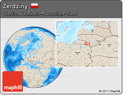 Shaded Relief Location Map of Żerdziny