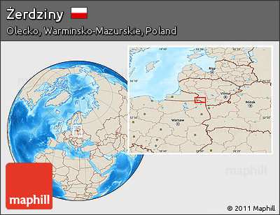 Shaded Relief Location Map of Żerdziny