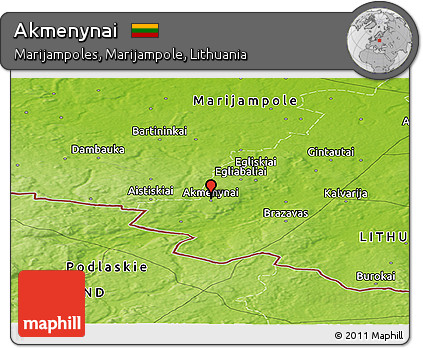 Physical Panoramic Map of Akmenynai