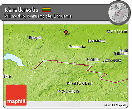 Physical Panoramic Map of Karalkrėslis