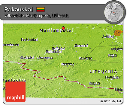 Physical Panoramic Map of Rakauskai