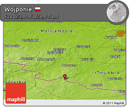 Physical Panoramic Map of Wojponie