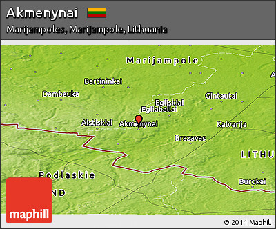 Physical Panoramic Map of Akmenynai