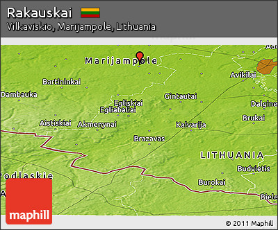 Physical Panoramic Map of Rakauskai