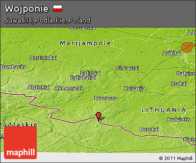 Physical Panoramic Map of Wojponie