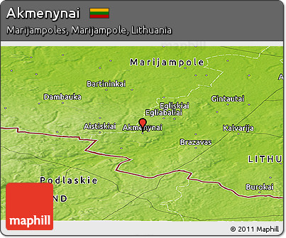 Physical Panoramic Map of Akmenynai