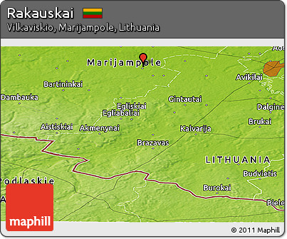 Physical Panoramic Map of Rakauskai