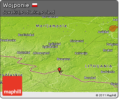 Physical Panoramic Map of Wojponie