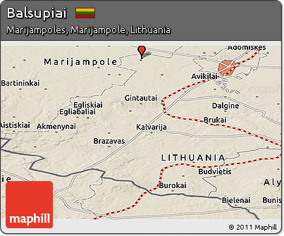 Shaded Relief Panoramic Map of Balsupiai