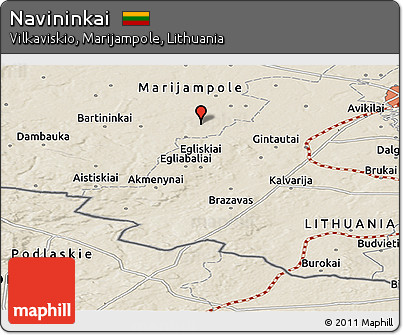 Shaded Relief Panoramic Map of Navininkai