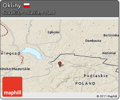 Shaded Relief Panoramic Map of Okliny